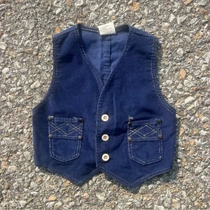 Vintage Wrangler Kids Blue Corduroy Cowboy Western Vest Size 6 - Picture 1 of 5