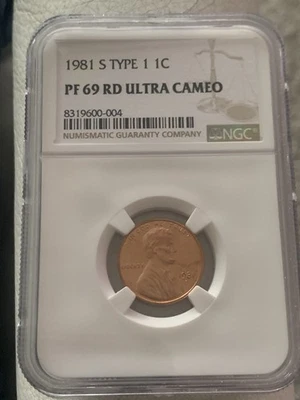 1981  S TYPE 1 LINCOLN CENT PROOF 1C PF69 RD ULTRA CAMEO NGC Graded! - Image 1 of 2