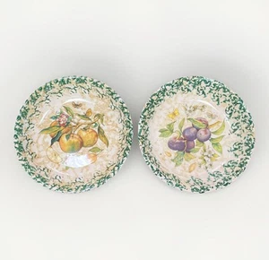 Juego de 2 cuencos vintage Himark hechos a mano Italia patrón de frutas poco profundos de 8 1/4" - Imagen 1 de 10