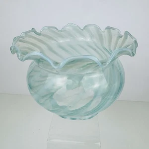 Fenton paralume lampada vetro vorticoso opalescente blu vintage 6,5 nella parte superiore 4 in attacco - Foto 1 di 10