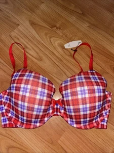 Pink Victoria’s Secret rosa karierter leicht gefütterter T-Shirt-BH Damen Gr. 36D - Bild 1 von 4