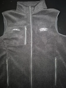Mens Xl Eddie Bauer Full Zip Fleece Vest With Cadillac Logo Black  - Picture 1 of 15