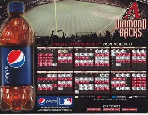 2009 Arizona Diamondbacks Magnetic Schedule Cover