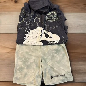 Jurassic World Boy's Size 10 Top and Short Set Cosplay 2-Piece W/Hood Outfit - Picture 1 of 8