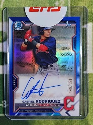 GABRIEL RODRIGUEZ AUTO 1st 2021 Bowman Chrome Prospects BLUE REFRACTOR #/150 RC - Image 1 of 2