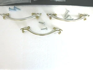 NOS French Provincial Drawer Pulls 3" Arnerock Brass White Gold .75" screws* - Picture 1 of 4