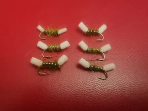 6 Foam Olive shipmans buzzers Trout Flies - Picture 1 of 3