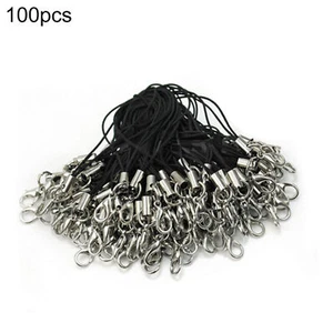 100 pièces noir sangle de téléphone portable boucle lanière fermoir homard cordon accessoires - Photo 1 sur 7