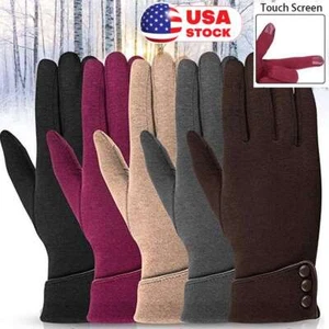 Womens Gloves Touch Screen Thermal Full Finger Fleece Lined Winter Skiing Gloves - Picture 1 of 16