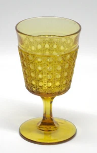 EAPG water AMBER GOBLET hobnail CANE pattern McKEE & BROS. antique ~1886 - Picture 1 of 5