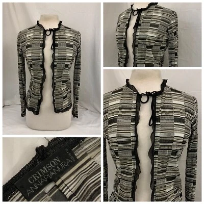 Suéter Carmesí Anna Pianura Talla 12 EU 44 Negro Tostado Rayón Nylon Italia YGI Q1-361 Foto 1 de 4