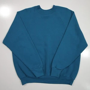 Vintage Fruit of the Loom Blank Sweatshirt Women's SZ XL Raglan Crew Neck Teal - Picture 1 of 17