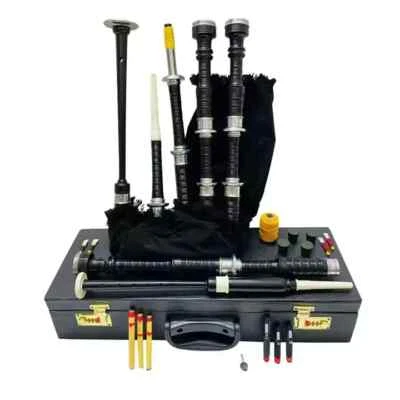 Grandes gaitas negras de palo de rosa monturas de plata de las Highlands escocesas regalo de Navidad Foto 1 de 4