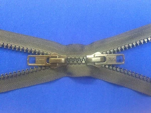CREMALLERA 2 VÍAS NEGRO 66CM 26" NO 10 PESOS DIENTES DE PLÁSTICO METAL DESLIZADOR PESADO GRUESO - Imagen 1 de 6