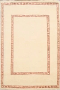 Bordered Modern Gabbeh Kashkoli Area Rug IVORY Oriental Hand-knotted 5x7 Carpet - Picture 1 of 12