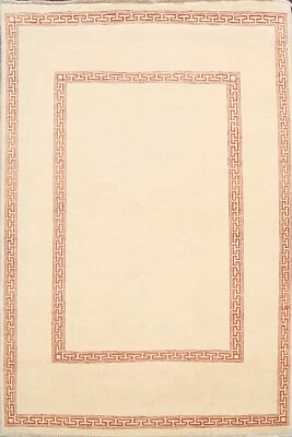 Alfombra moderna con bordes Gabbeh Kashkoli marfil oriental anudada a mano alfombra 5x7 Foto 1 de 4