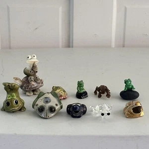 Set 12 statuine rana vintage Neil, Messico, Swarovski, stuzzicadenti oro dorato, Russ - Foto 1 di 17