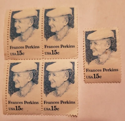 US Stamp Scott# 1821 Frances Perkins NH 1980 (5) stamps - Image 1 of 2