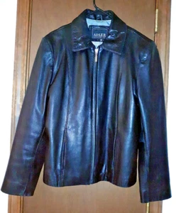 Adler Gorgeous Rich Black Supple Leather Zip Front Lined Jacket with Pockets-M-L - Picture 1 of 4
