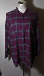 FAT FACE Purple Plum Button V-Neck Long Sleeve Top Size 12 US - Picture 1 of 6