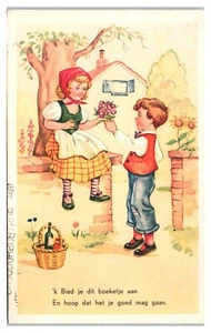 Niederländisch Ich biete Ihnen diesen Blumenstrauß an und hoffe, es geht Ihnen gut Holland Postkarte - Bild 1 von 2