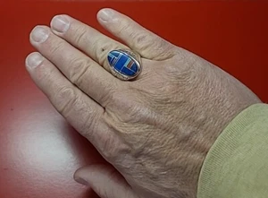 Superbe Bague chevalière multi pierres en argent massif signé TL Sterling T64 - Foto 1 di 6