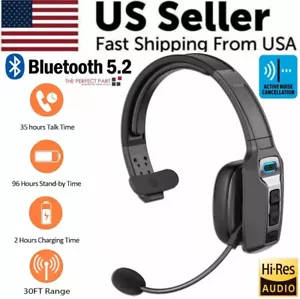 Trucker Bluetooth 5.2 Wireless Headset With Noise Cancelling Mic For Phones PC - Picture 1 of 13