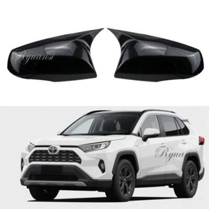 For Toyota RAV4 2019-2024 Carbon Fiber Side Mirror Cover Cap M Style Ox Horn - Foto 1 di 5