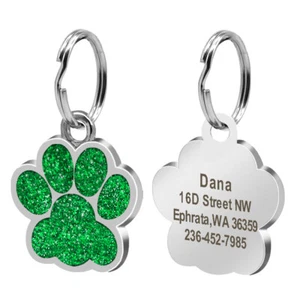 20/50pcs Dog Cat ID Tag Bulk Blank Glitter Paw Print Collar Name Discs 10 Colors - Picture 1 of 26