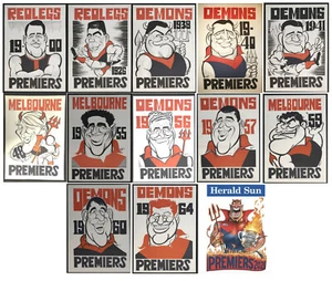 1900 - 2021 Melbourne Demons Weg Mark Knight posters X 13 Premiership Posters - Picture 1 of 12