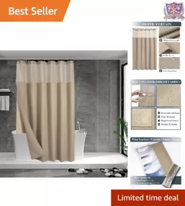 Hotel Style Waffle Weave Shower Curtain with Waterproof Liner & Mesh Top - 71x72 - Picture 1 of 10