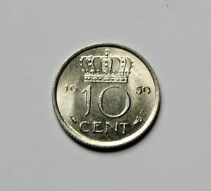 1959 NETHERLANDS Queen Juliana Coin - 10 Cent - AU+ lustre - tiny size - Bild 1 von 2