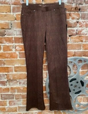 Pantalones DG2 Diane Gilman Marrón Estampado Serpiente Pull-On Elastizados Ponte Bootcut Nuevos Foto 1 de 4