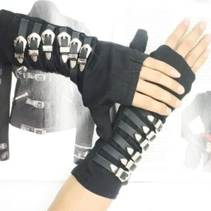 Michael Matel Hebilla Punk Sucio Diana Brazaletes Guante Algodón Negro - Imagen 1 de 5