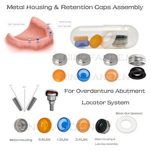 Metal Housing & Retention Caps Assembly For Overdenture Abutment Locator System - Picture 1 of 91