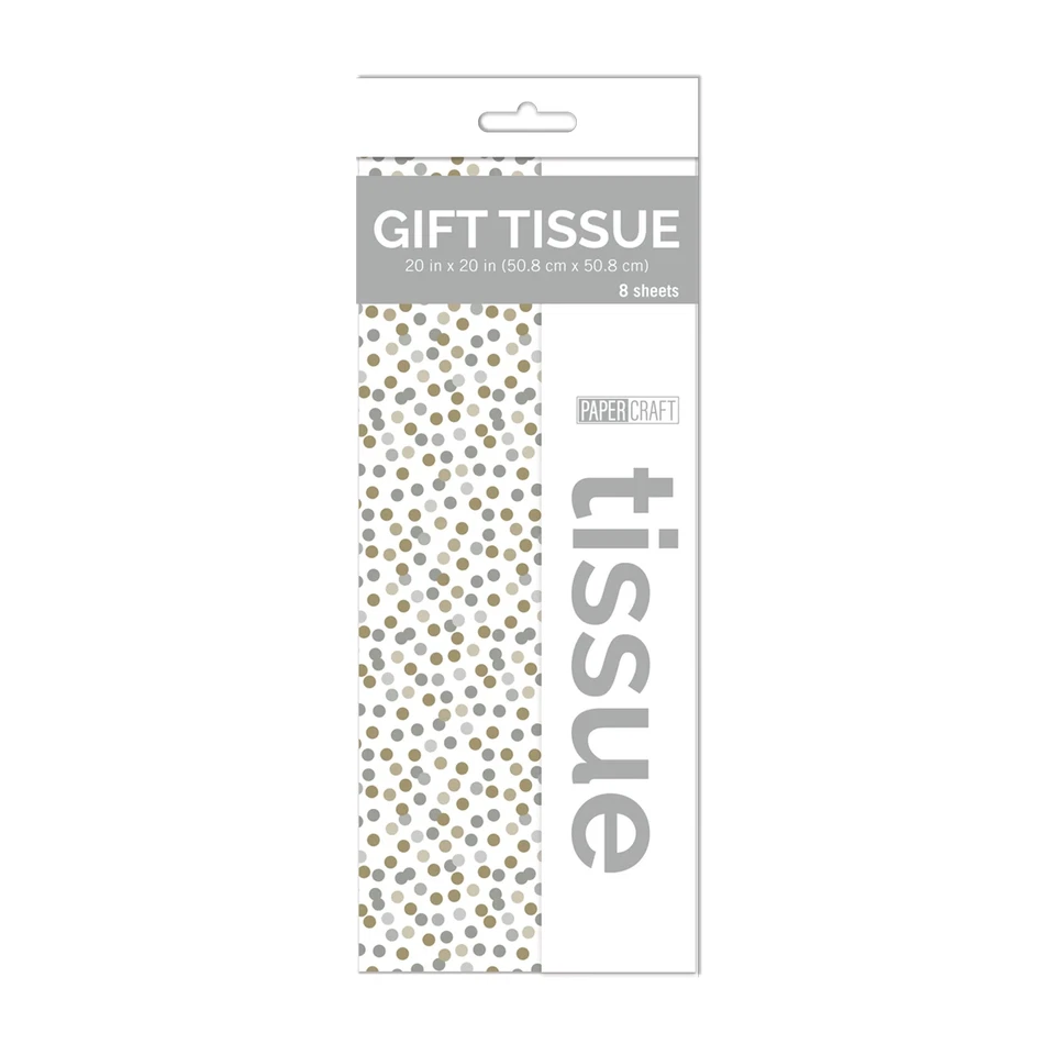 Gift Tissue - Gold and Silver Dots Tissue Paper - 8 ct - Image 1 of 1