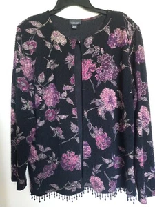 DRESSBARN Damen strukturierte Perlen Fransen Ein Knopf Cardigan Jacke Gr. 18/20 - Bild 1 von 4