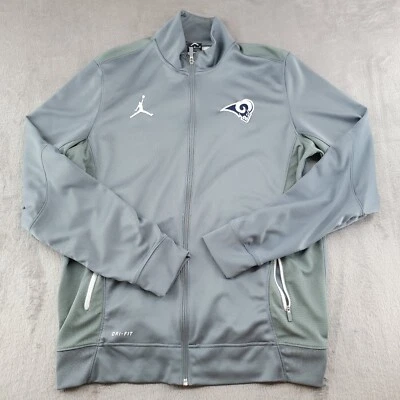 Chaqueta Jordan Para Hombre Grande Gris Los Angeles Rams Cremallera Completa Dri Fit NFL Atlética Foto 1 de 4