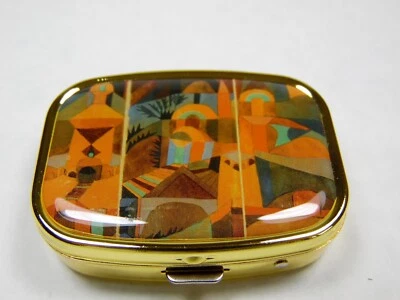 FRIDOLIN Paul Klee Pillendose Schmucketui Spiegel Metall Pillen Schmuck "Tempelgärten"