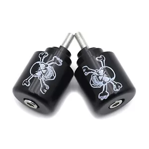 Skull Black Bar End Fit CBR600RR CBR1000RR VFR800 RC51 CBR900RR - Bild 1 von 7