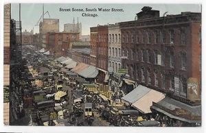 Vintage Postcard South Water Street, Chicago Busy Street Scene Empire Art Co. - Bild 1 von 2