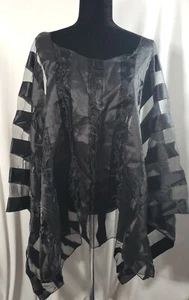 Top stile poncho taglie forti, nero, tessuto in fibra di vetro, taglia 3X-5X, fatto a mano - Foto 1 di 2