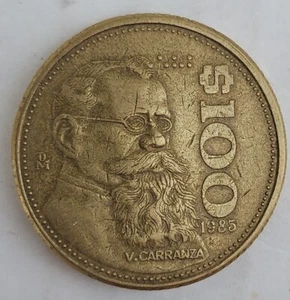1985 $100 Mexican peso "Carranza" vintage  - Picture 1 of 2