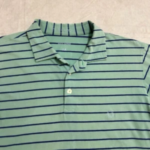 B Draddy Golf Polo Shirt Mens M Short Sleeve Striped Green Blue Pima Cotton - Picture 1 of 6