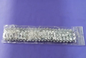 PLATA LENTEJUELAS ELÁSTICO COMPLETO ELÁSTICO BANDA DE LAZO PARA EL CABELLO DIADEMA ENVOLTURA 3 CM DE ANCHO - Imagen 1 de 2