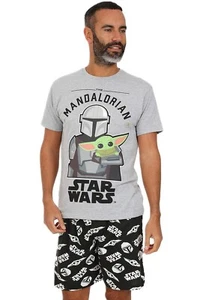 Men's Star Wars The Mandalorian Baby Yoda Child Cotton Short Pyjamas w24 - Picture 1 of 7