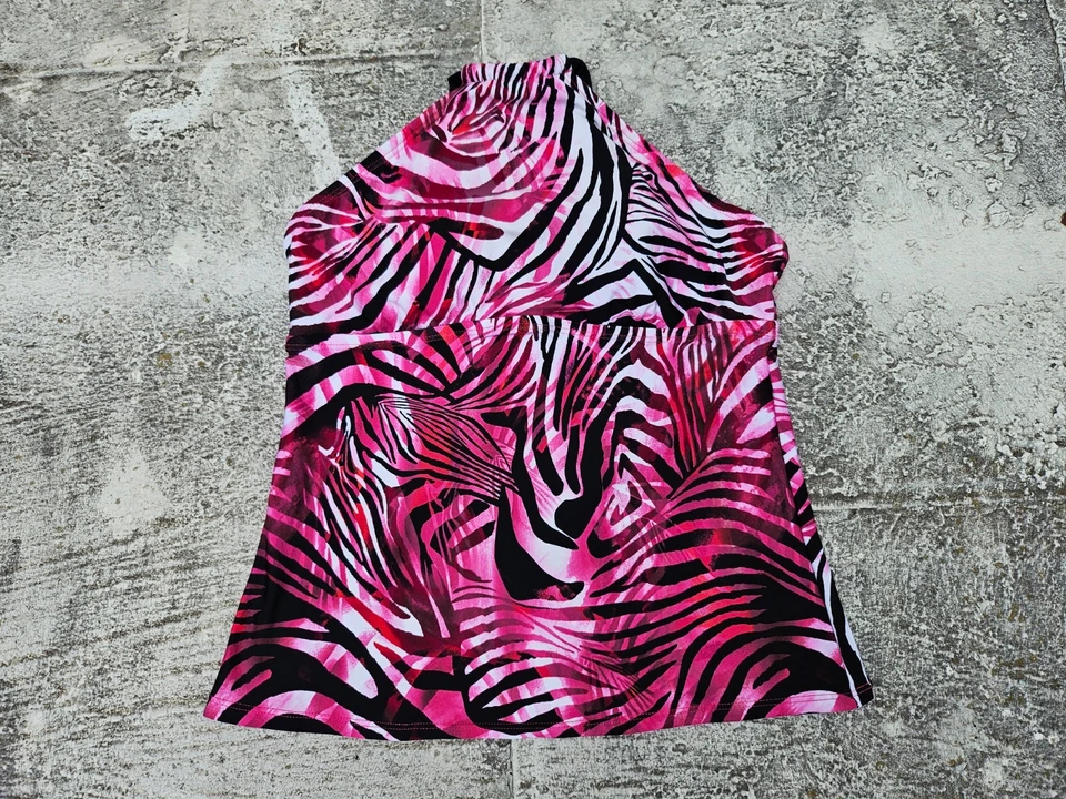 Traje de baño para mujer Dana Buchman top rojo/negro estampado animal talla 8 Foto 1 de 4