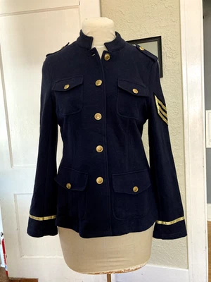 Abrigo Delia’s Azul Marino Militar Botón Frontal Chaqueta Grande Retro Uniforme de Corte Foto 1 de 4