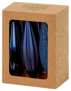 Gotas de Bola de Navidad 11 cm Surtido Brillo Azul Medianoche Paquete de 6 Decoración de Navidad - Imagen 1 de 2