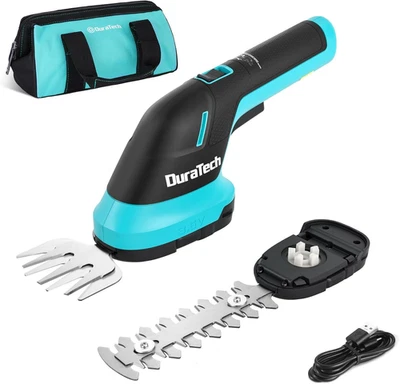 Cortasetos Inalámbrico DURATECH, 3.6V 2 en 1 Portátil Recargable Hierba Azul Foto 1 de 4